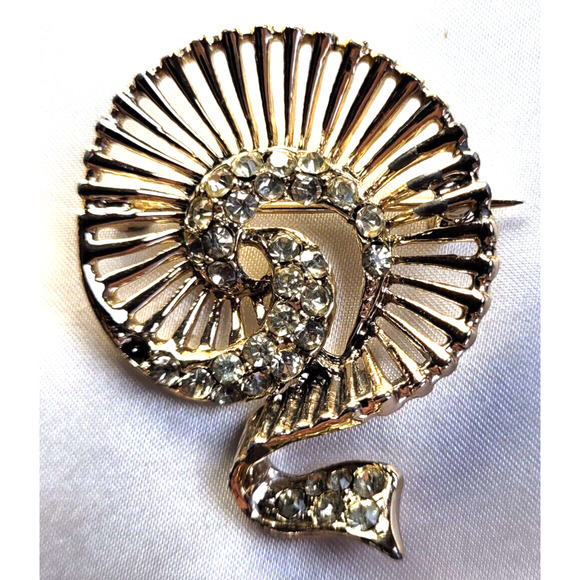 Vtg Brooch Lot 4 Pc Goldtone Silvertone Leaves Abstract Rhinestone 70s 80s Retro - Picture 3 of 6